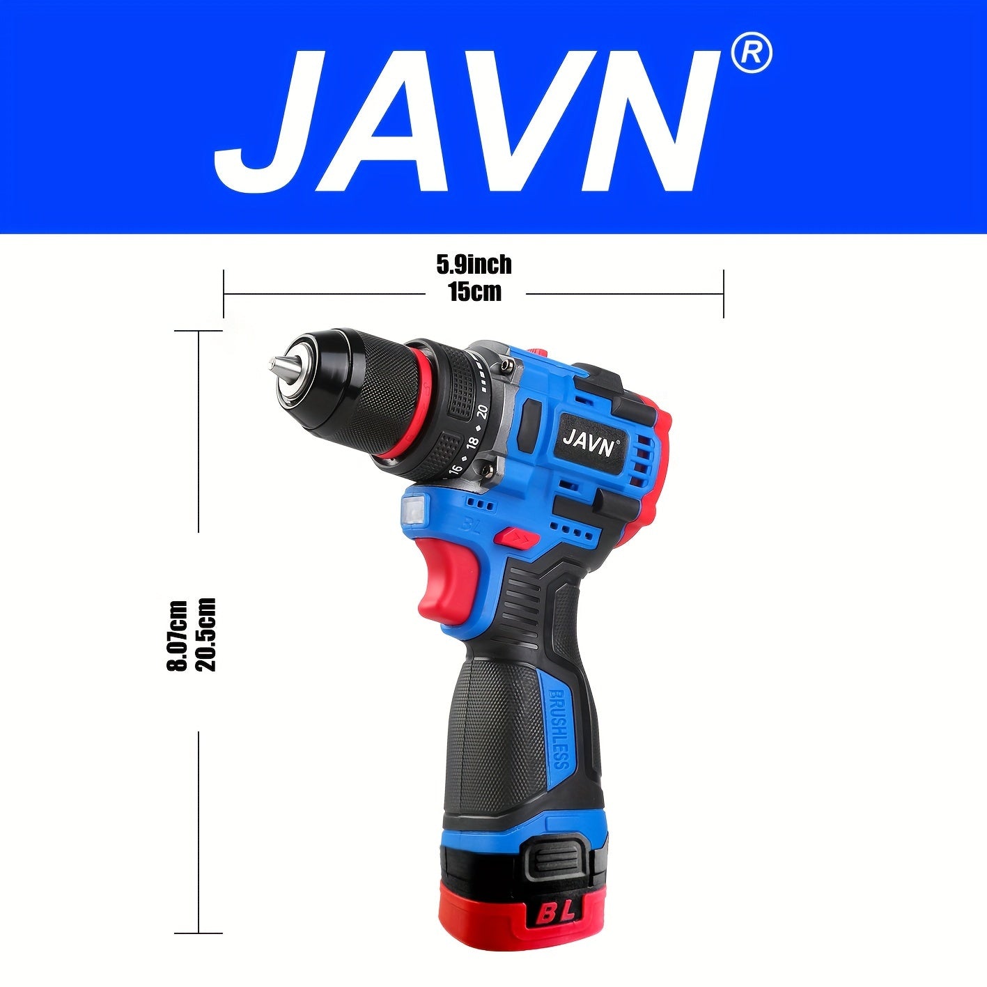16V Brushless Cordless Mini Drill with Self-Locking Chuck 20+1 Torque Settings