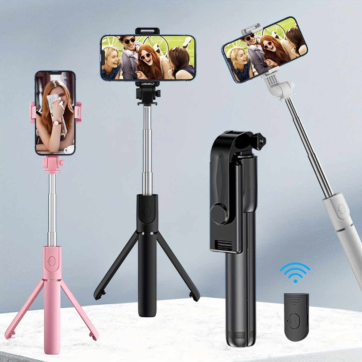 Wireless Selfie Stick Tripod with Remote Control Phone Holder for Live Streaming and Travel