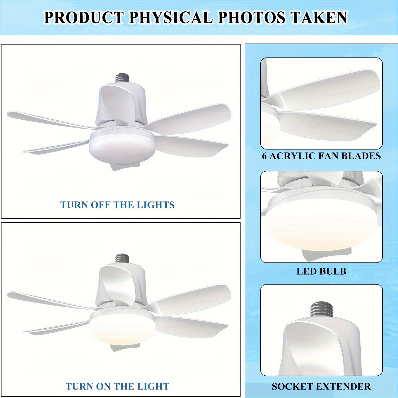 Modern Dimmable LED Ceiling Fan Light with Remote Multi-Speed 3 Color Options E26/E27 Hard-Wired Indoor