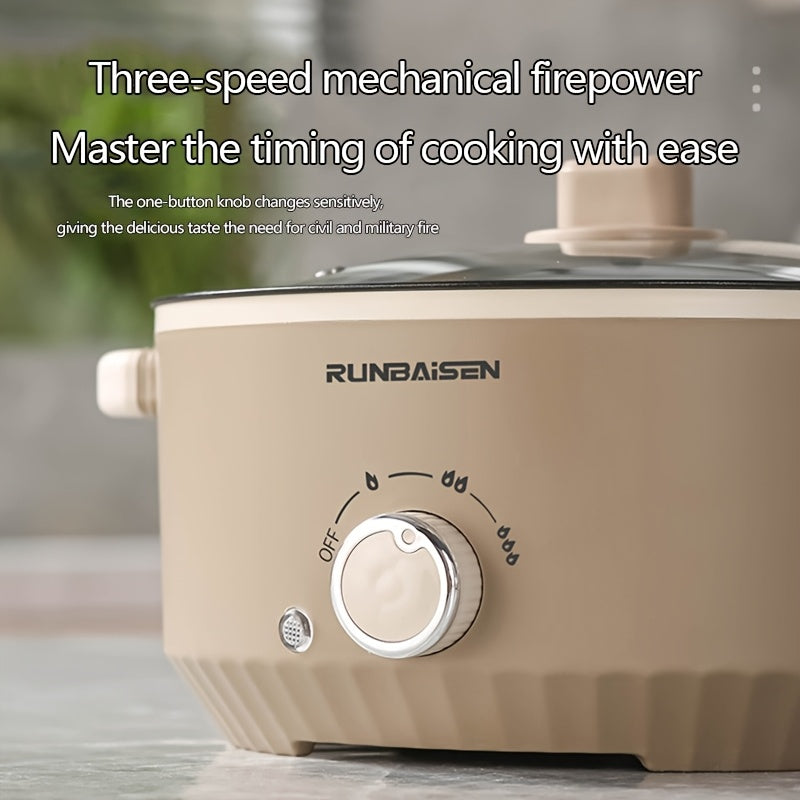 Electric Portable Pot Non-Stick Stir-Fry Steamer 3-Power Control Stainless Steel