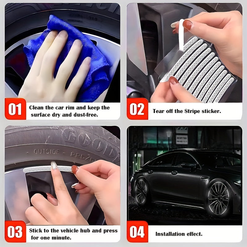 20 dona avtomobil g'ildirak markaziy yoritgichli yorqin oq rangli g'ildirak bezak chiziqlari