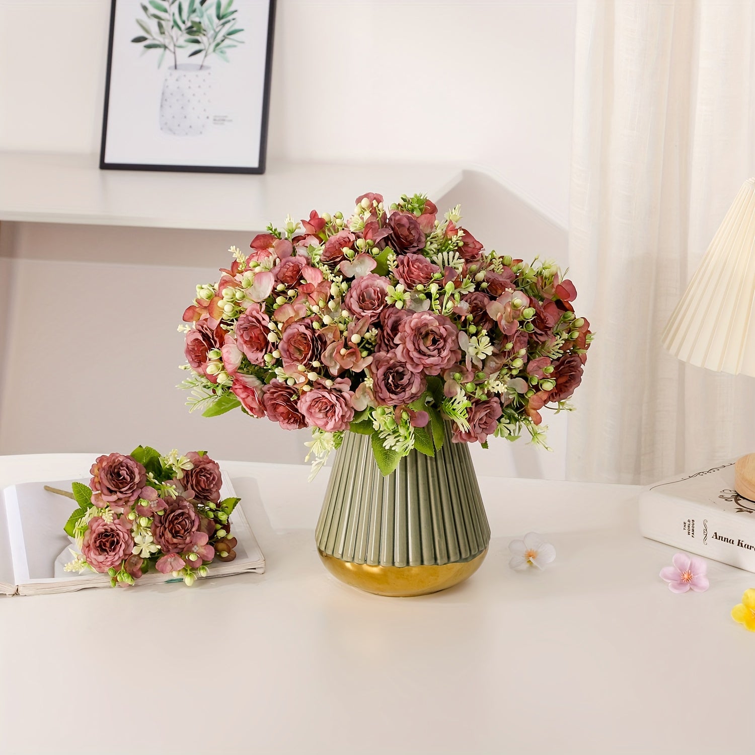 Ramos de flores artificiales peonía falsa para centros de mesa en el hogar y la oficina