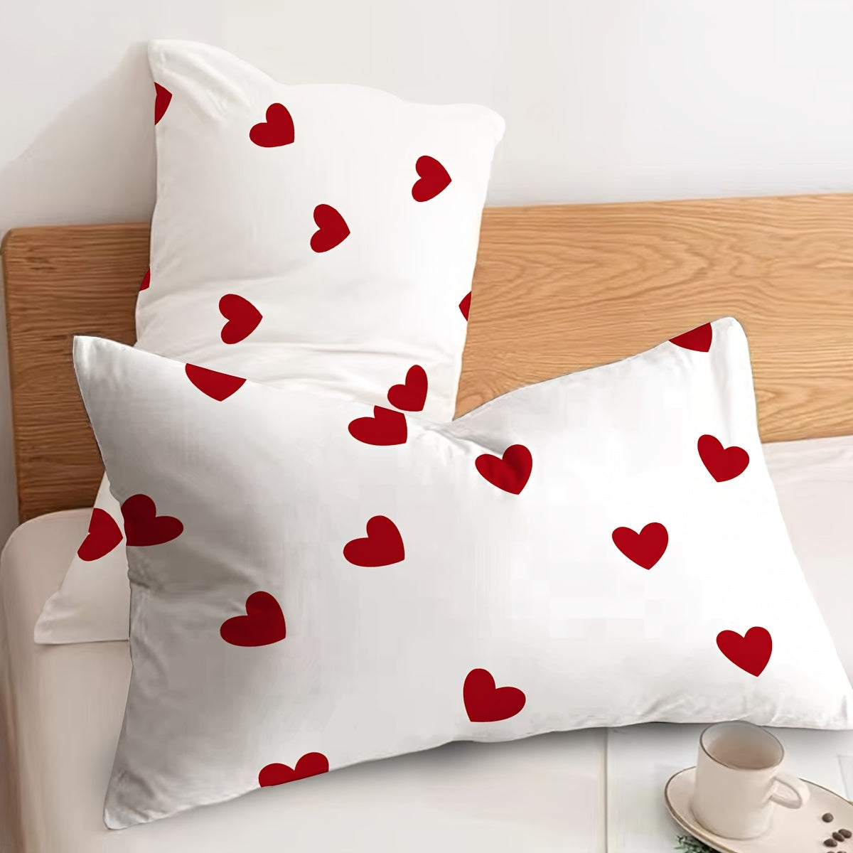 Breathable Love Pattern Pillowcases Set of 2 for Bedroom Sofa Decorative Fabric