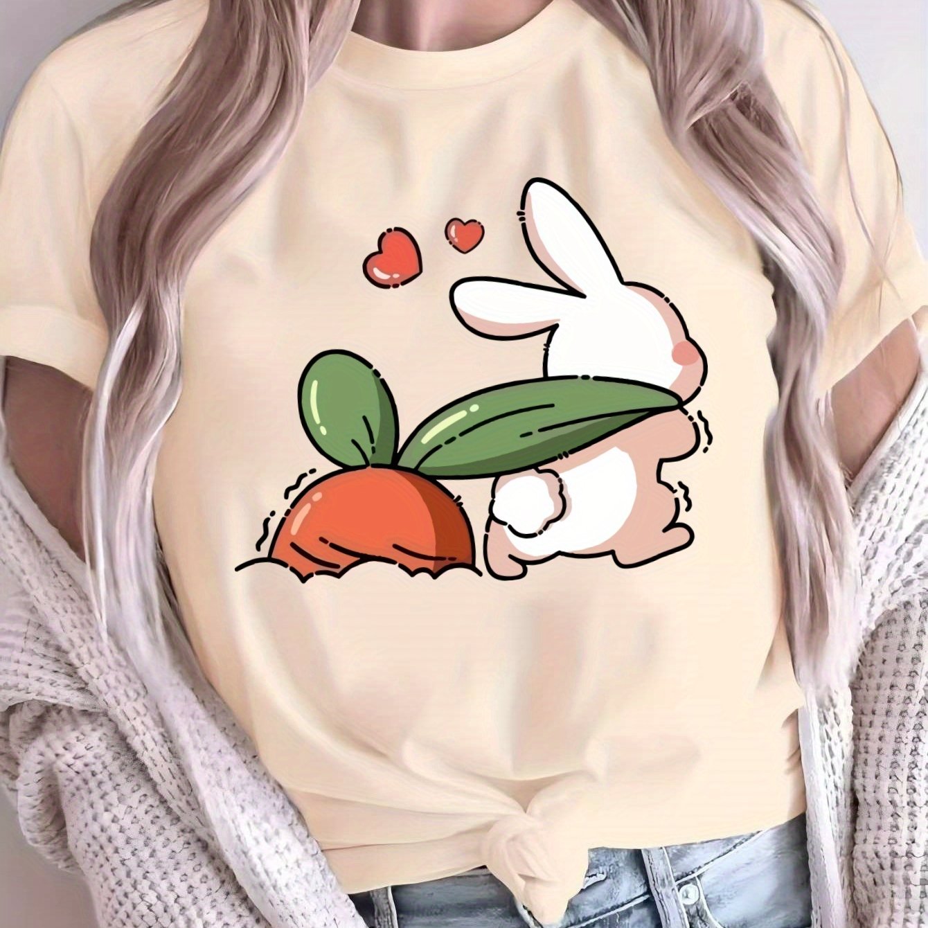 Women's Loose Large Size T-Shirt, Breathable Cotton, Short Sleeve, Casual Spring Summer