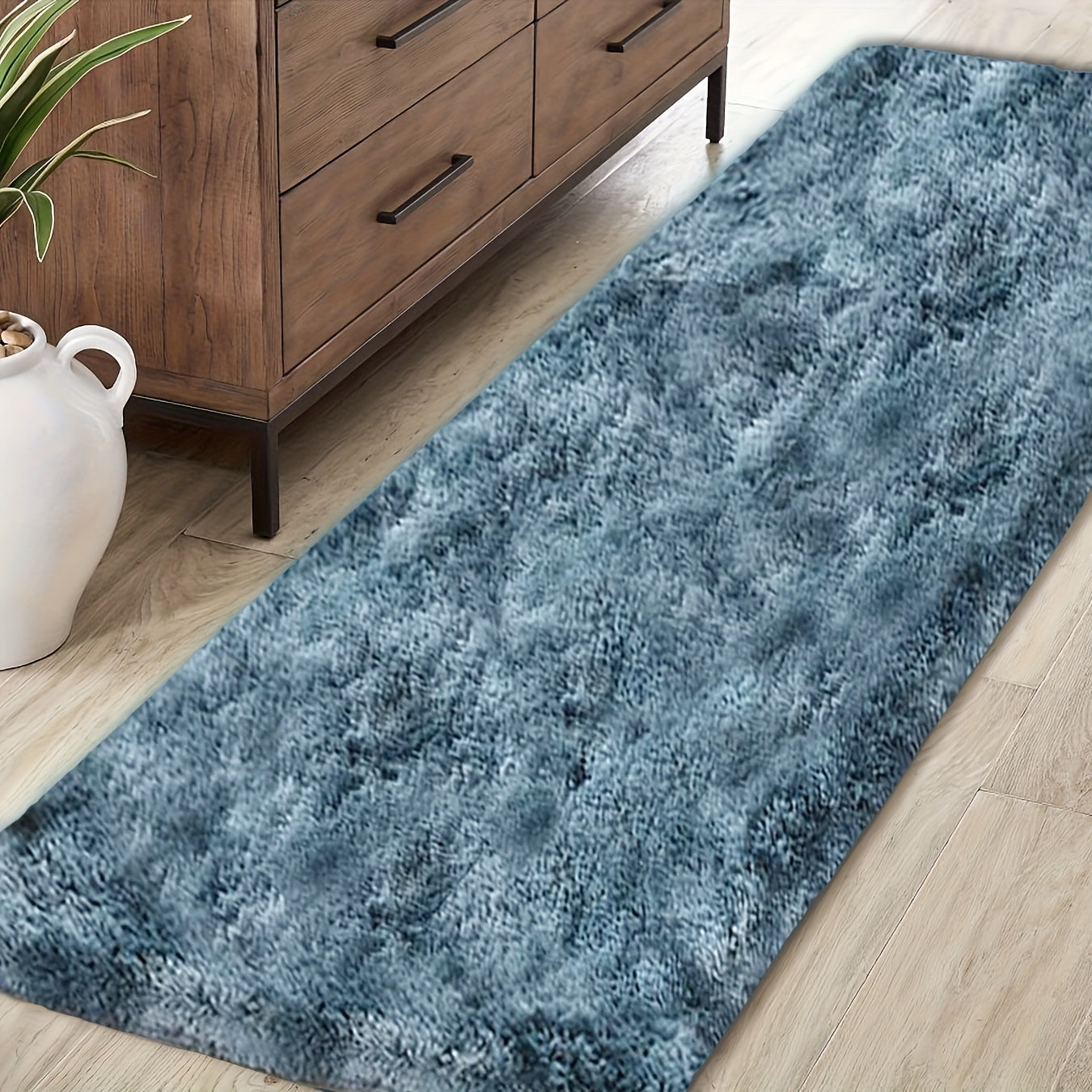 Plush Faux Fur Area Rug Tie-Dye Design Slip-Resistant Living Room Bedroom