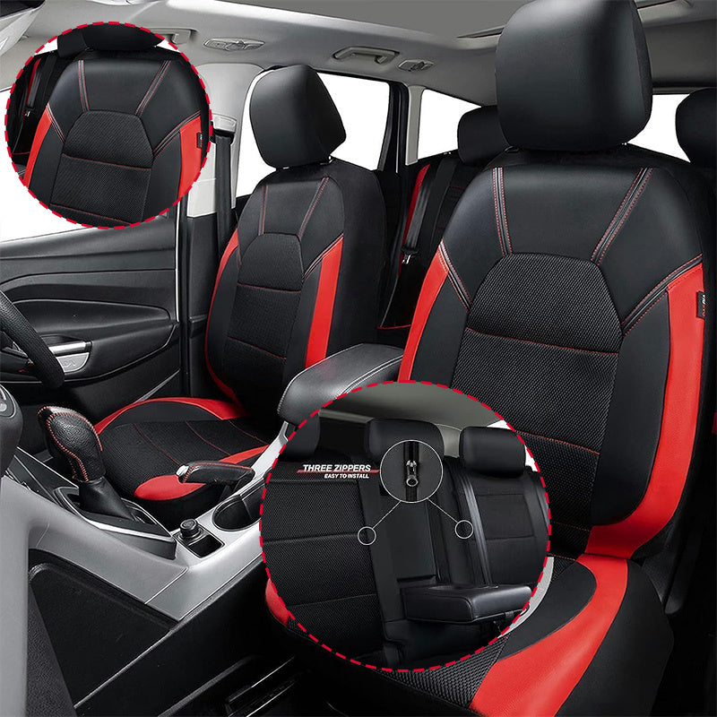 Avto o'rindiq qoplamalari to'liq to'plam sun'iy charm ort va old o'rindiqlar uchun chidamli kiyilishga qarshi