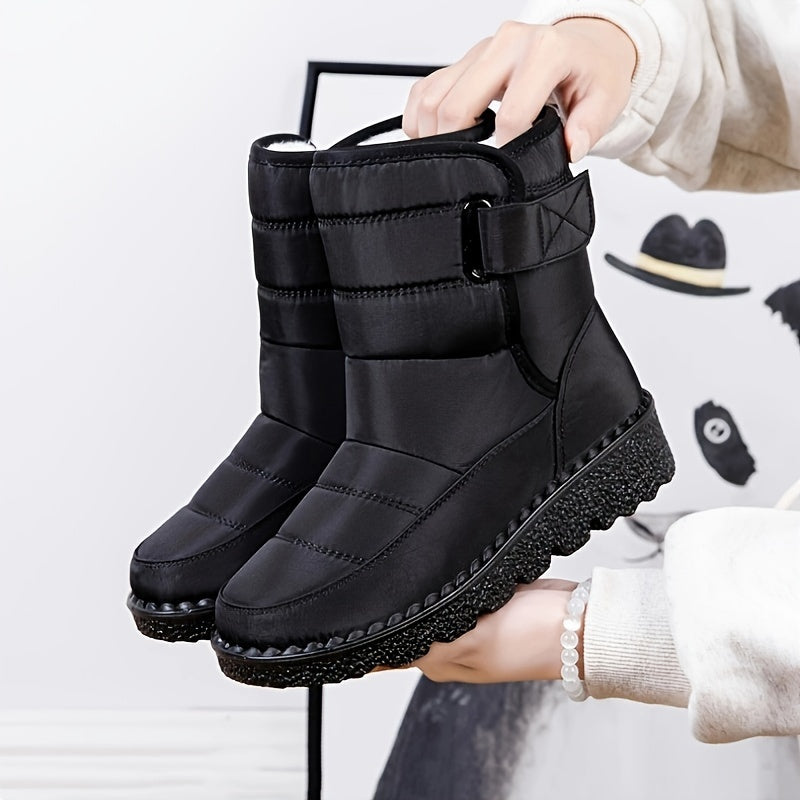 Women's Winter Snow Boots Warm Lined Anti-Slip High-Top Black Cover