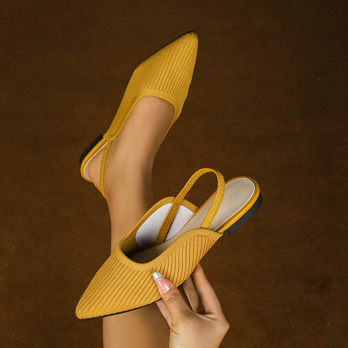 Women Flat Sandals Breathable Fabric Pointed Toe Strappy Summer Shoes