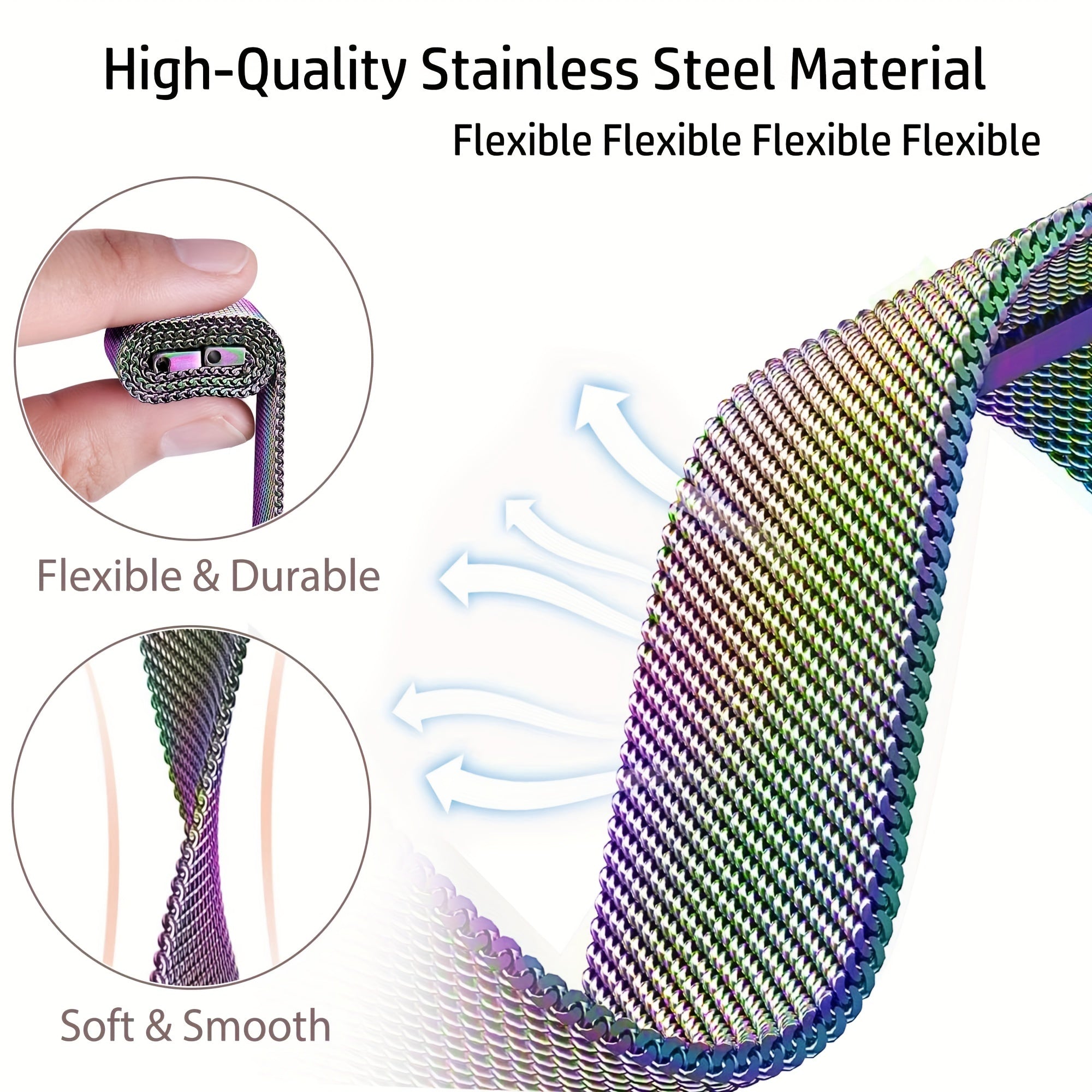 20mm Stainless Steel Mesh Watch Band Magnetic Mesh Strap for Samsung Galaxy Watch and Amazfit Bip U Pro GTS