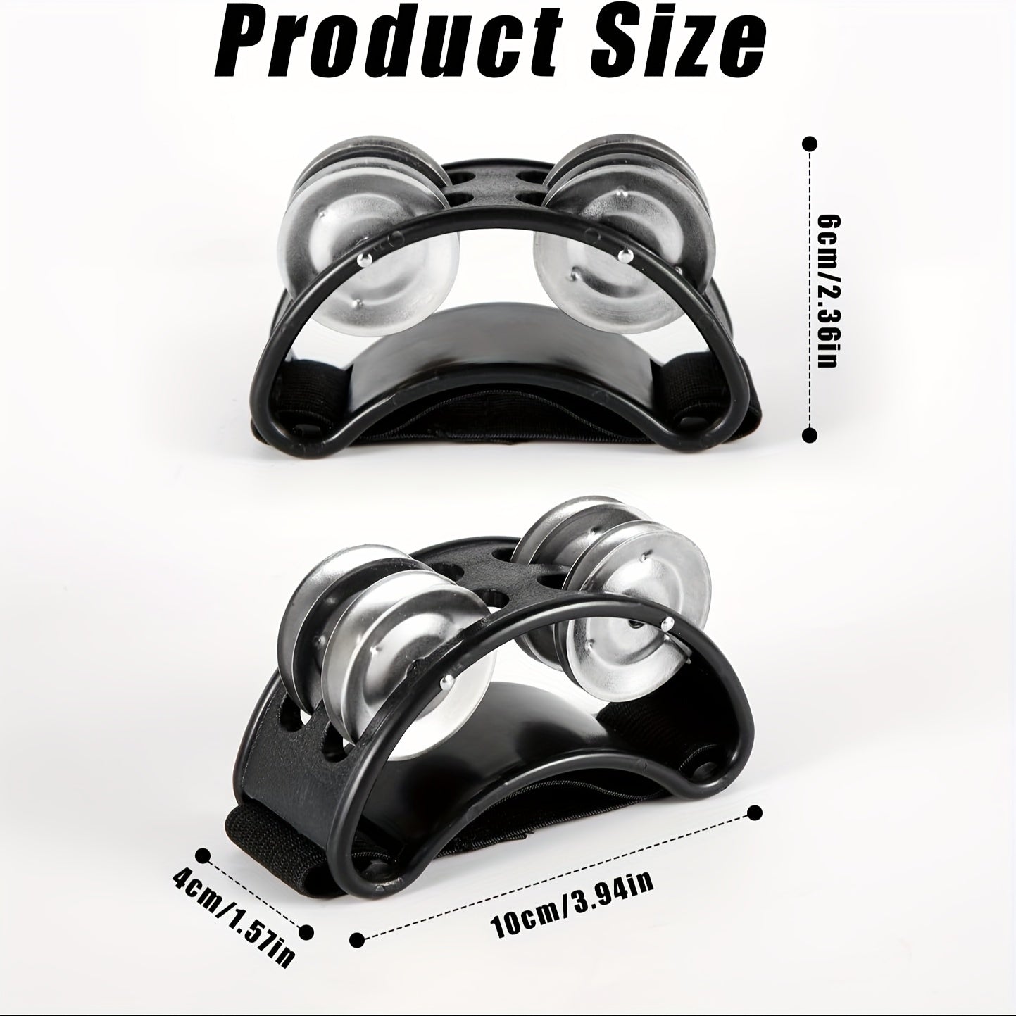 Adult Percussion Foot Tambourine with Steel Bell Tones and Elastic Band