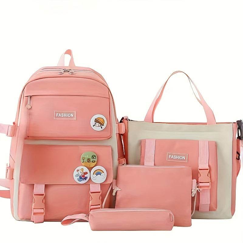 Large Capacity Canvas Backpack Set for Students Travelers and Commuters Water-Resistant Durable Multiple Pockets