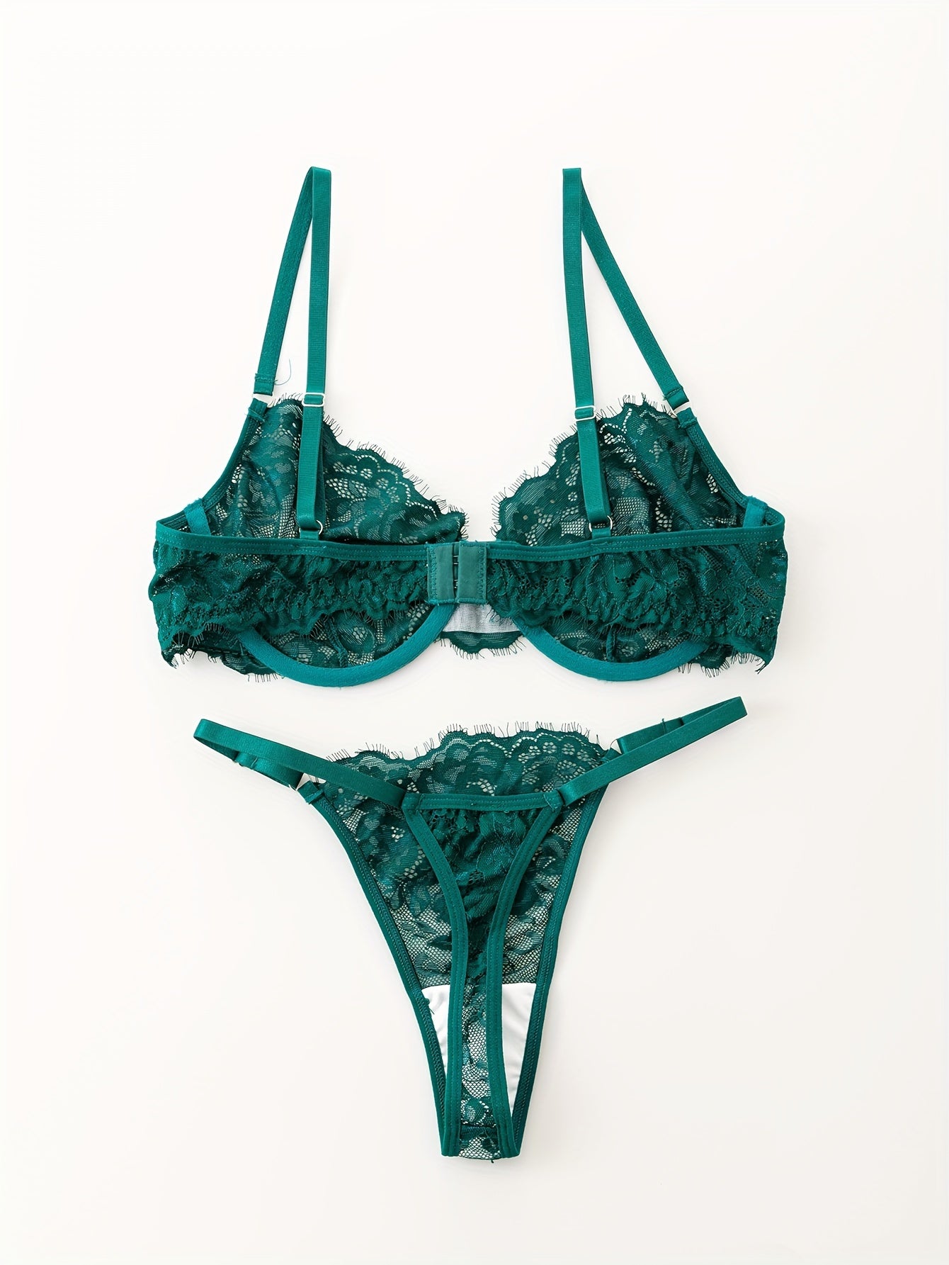 Women's Floral Lace Lingerie Set with Bra and Thong for Women