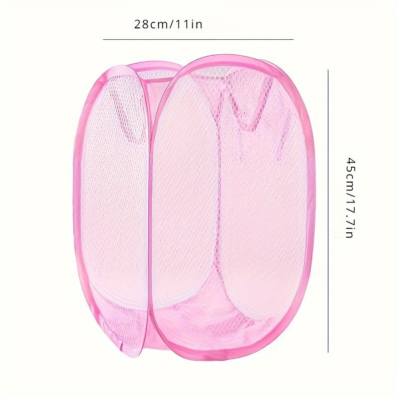 Katta oson yig‘iladigan tarmoq kir yuvish savati, nafas oladigan pop-up dizayni bilan, ko‘k yoki pushti rangda