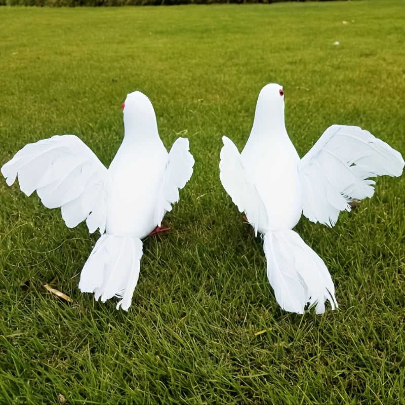 Artificial White Doves Set Decorative Faux Birds for Festive Occasions Non-Electric Featherless