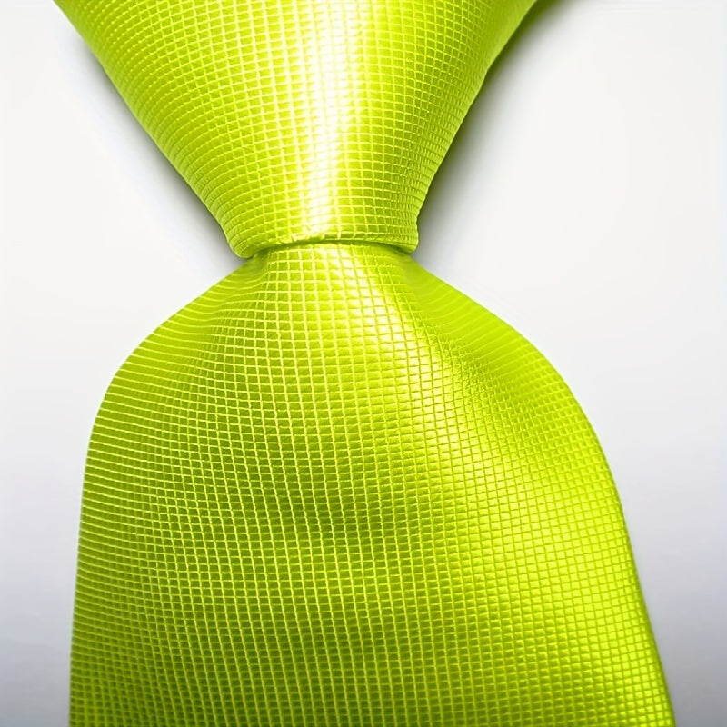 Men's Jacquard Woven Tie Set in Green Yellow Red Orange 9cm Necktie