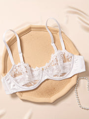 Seamless Floral Lace Underwire Bra with Breathable Mesh for Women’s Lingerie