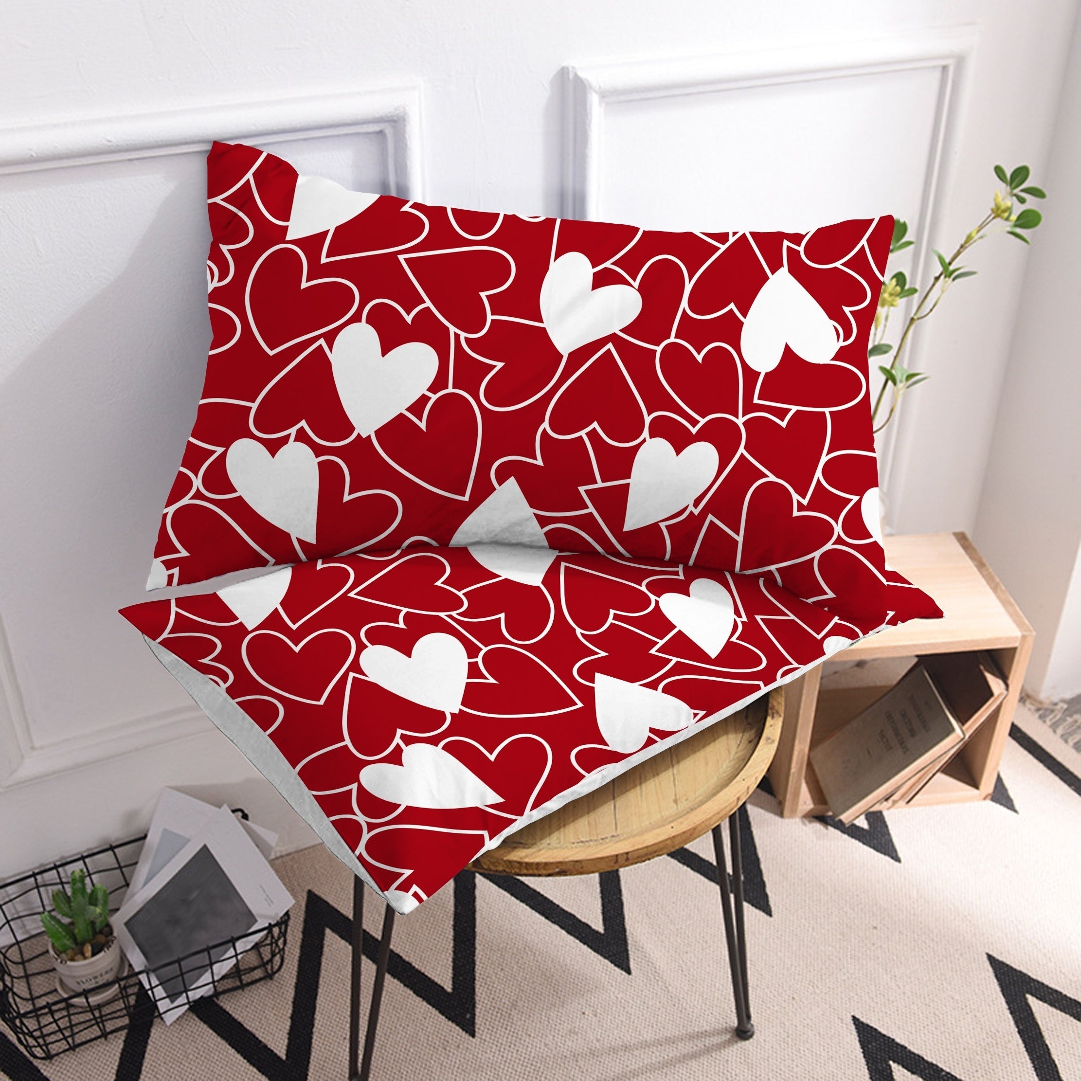 Breathable Love Pattern Pillowcases Set of 2 for Bedroom Sofa Decorative Fabric