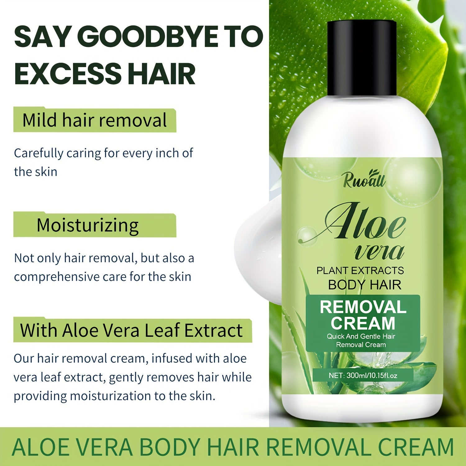 Women's Aloe Vera Hair Removal Cream 300ml with Scraper Moisturizing