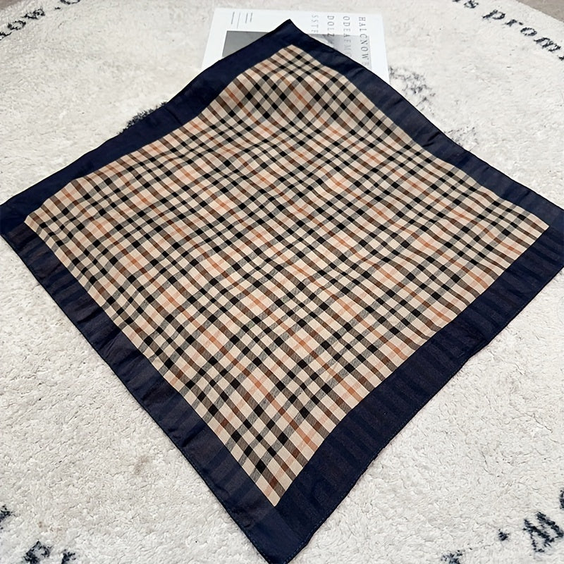 Men's Plaid Cotton Handkerchief and Pocket Square Set Stylish Woven Design Accessories