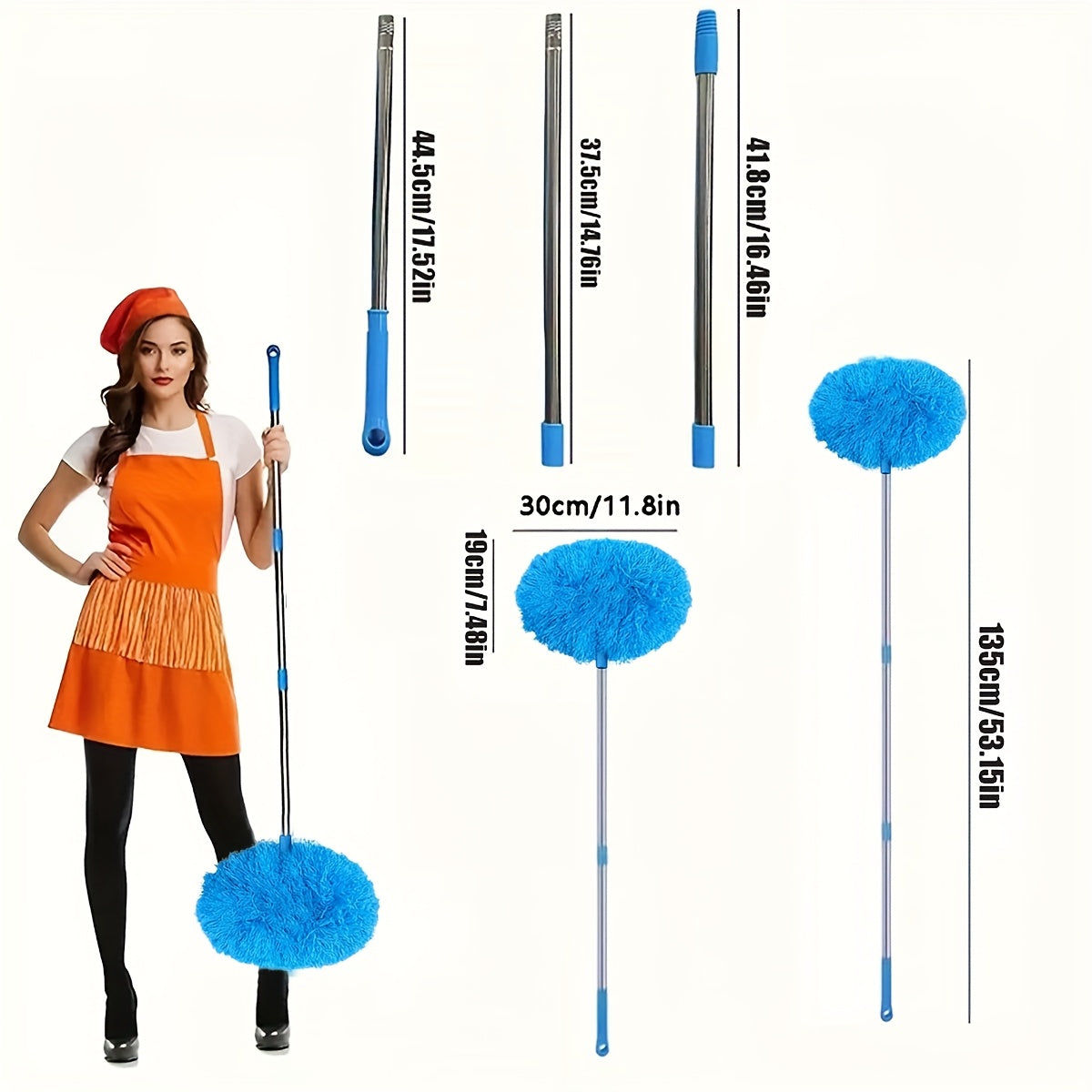 Extendable Microfiber Fan Brush for Dusting Ceiling Fans and High Surfaces