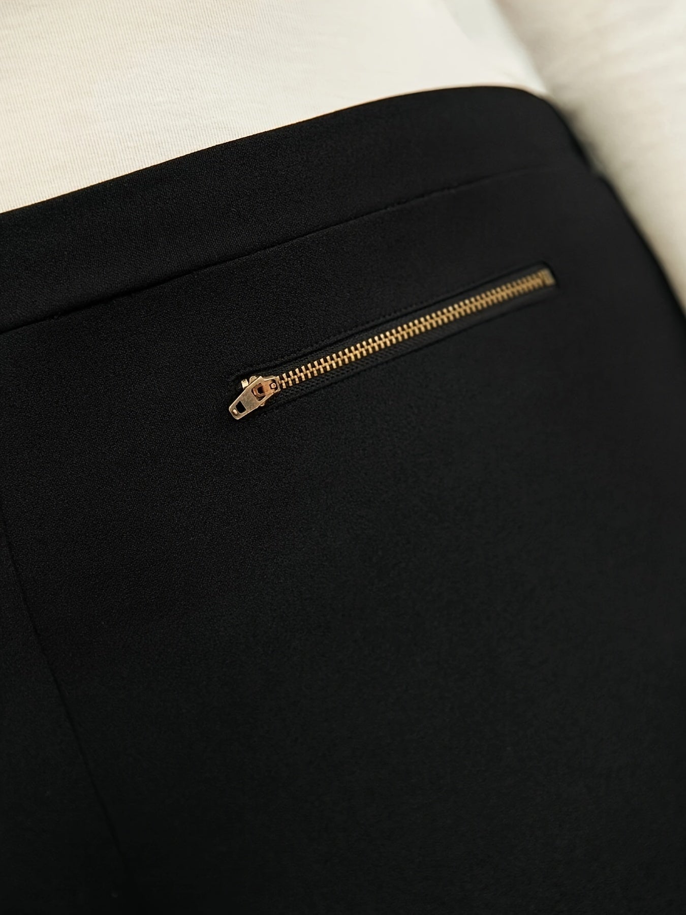 Плюс-сайз черные зауженные брюки для женщин с высокой талией, прямой крой, полиэстер