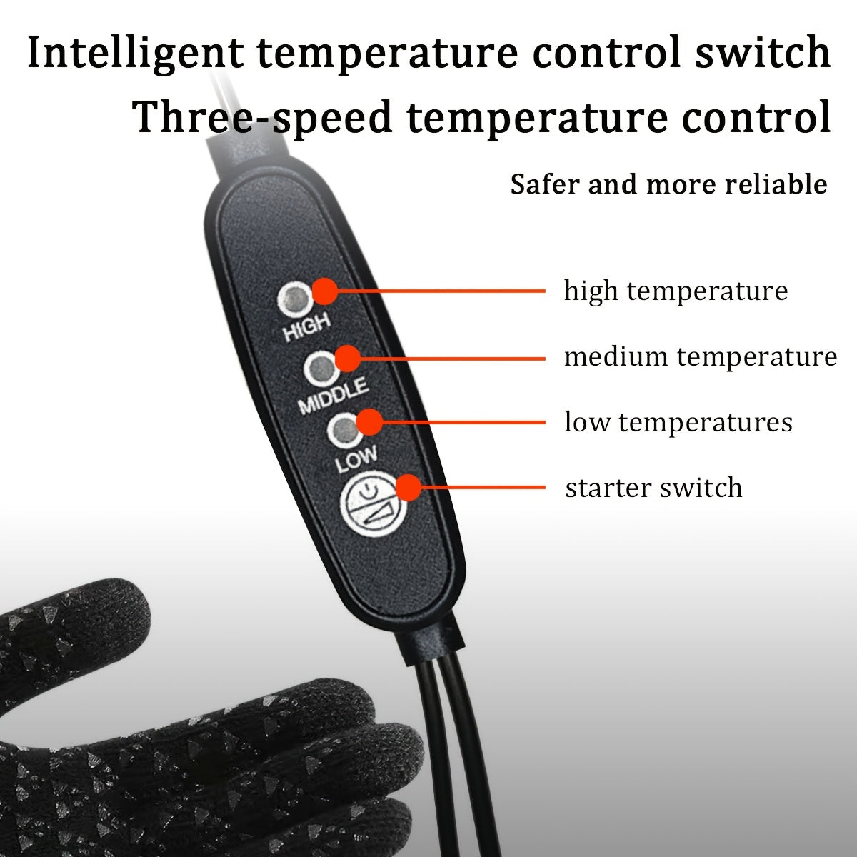 Electric Gloves with Intelligent Temperature Control Three-Speed Adjustment USB Powered Winter Warm Gloves