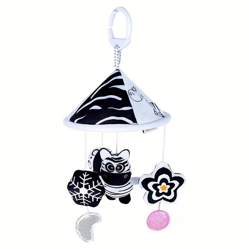 Baby Sensory Toy Hanging Wind Chime with Black and White Umbrella Stroller Charm
