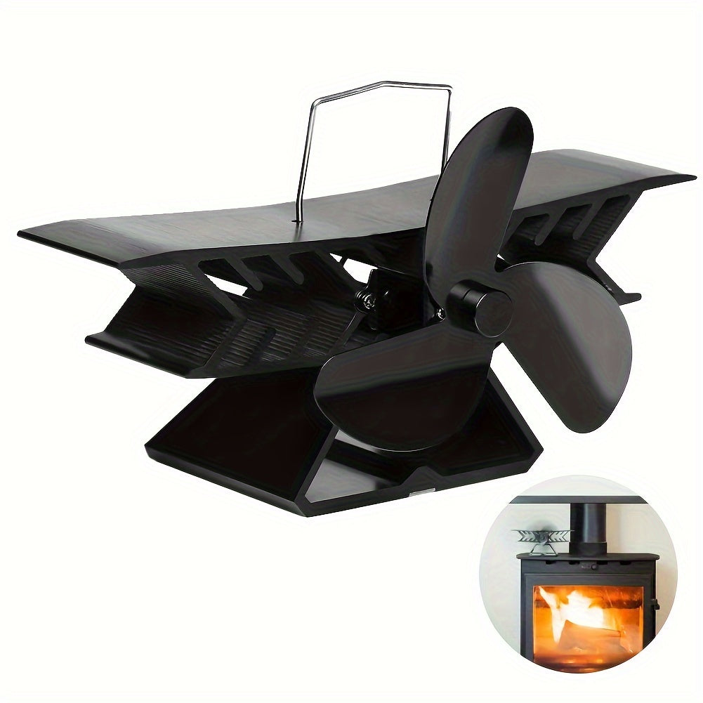 Fireplace Fan 3 Blades High-Speed Thermal Powered No Electricity Heating Cooling
