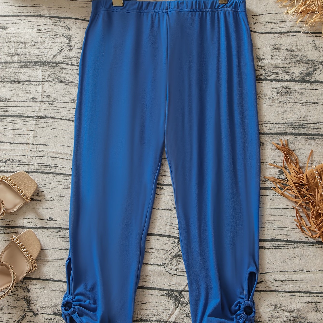 Plus Size Black Stretchy Casual Pants for Women Elastic Waistband Machine Washable