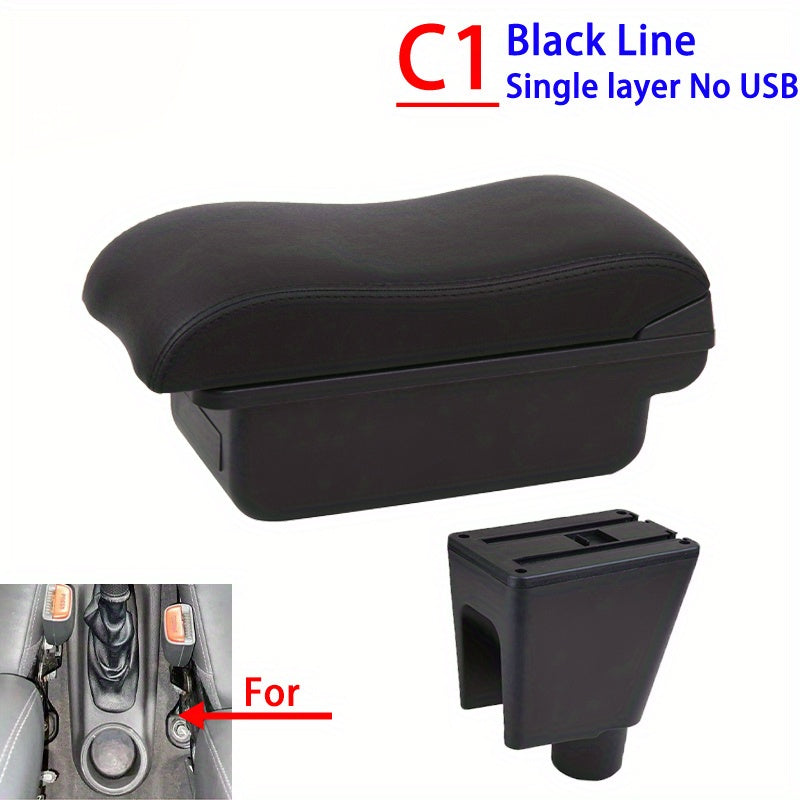 Universal Car Armrest Storage Box for Small Cars Black