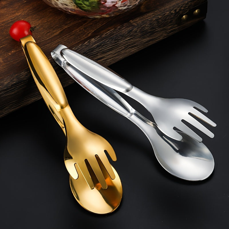 Gold-Plated Stainless Steel Serving Tongs for Salads Bread Buffets