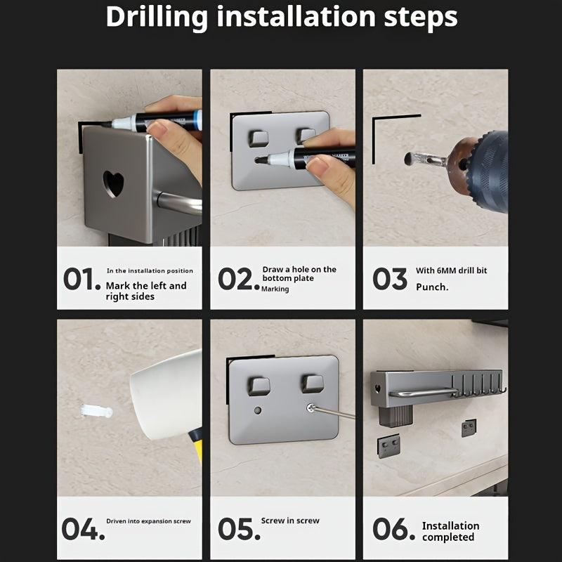 Kitchen Utensil Rack Wall Mount Knife and Cutlery Organizer Metal Plastic Storage Shelf