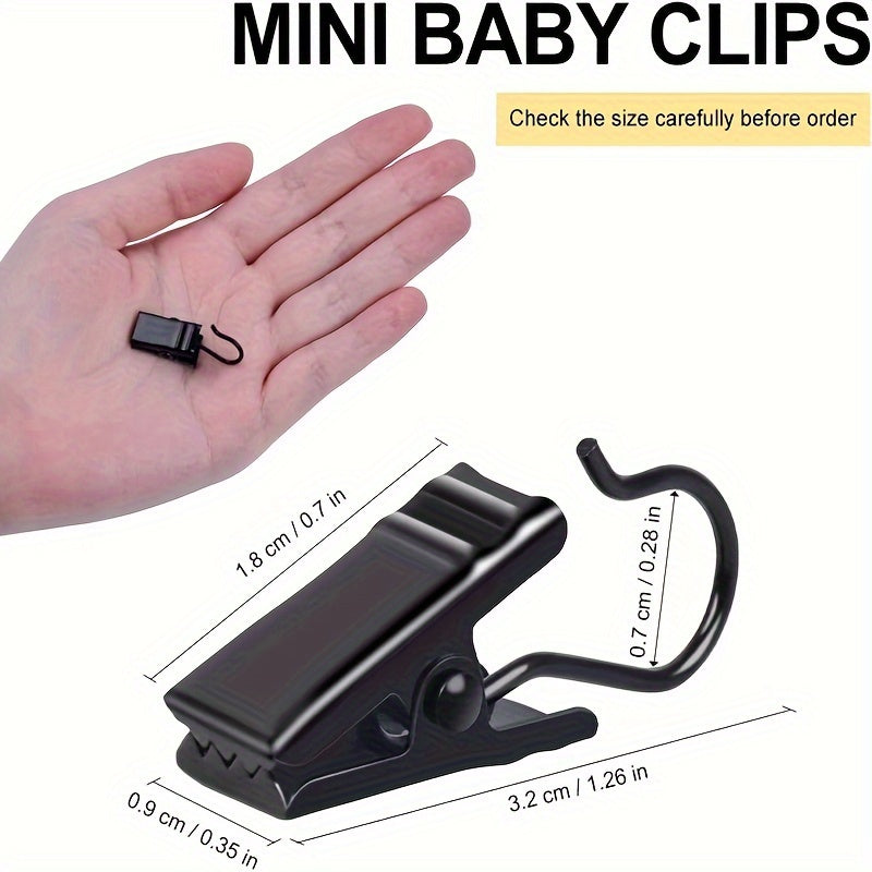 Set of 100 Black Stainless Steel Curtain Clips for Hanging Curtains Tents and Party Decor