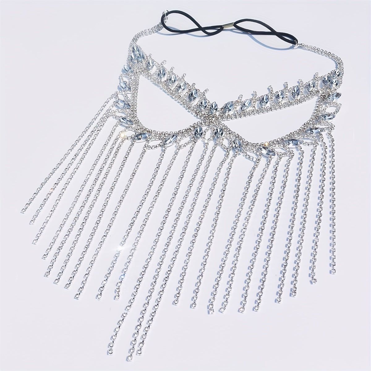 Masquerade Mask with Long Tassel Rhinestones for Bridal Wedding Accessories