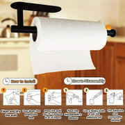 Kitchen Wall Mounted Paper Towel Holder Self-Adhesive or Perforated Wall Mount Organizer