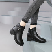 Women’s Ankle Boots With Chunky Heel Zipper Cold Weather Shoes
