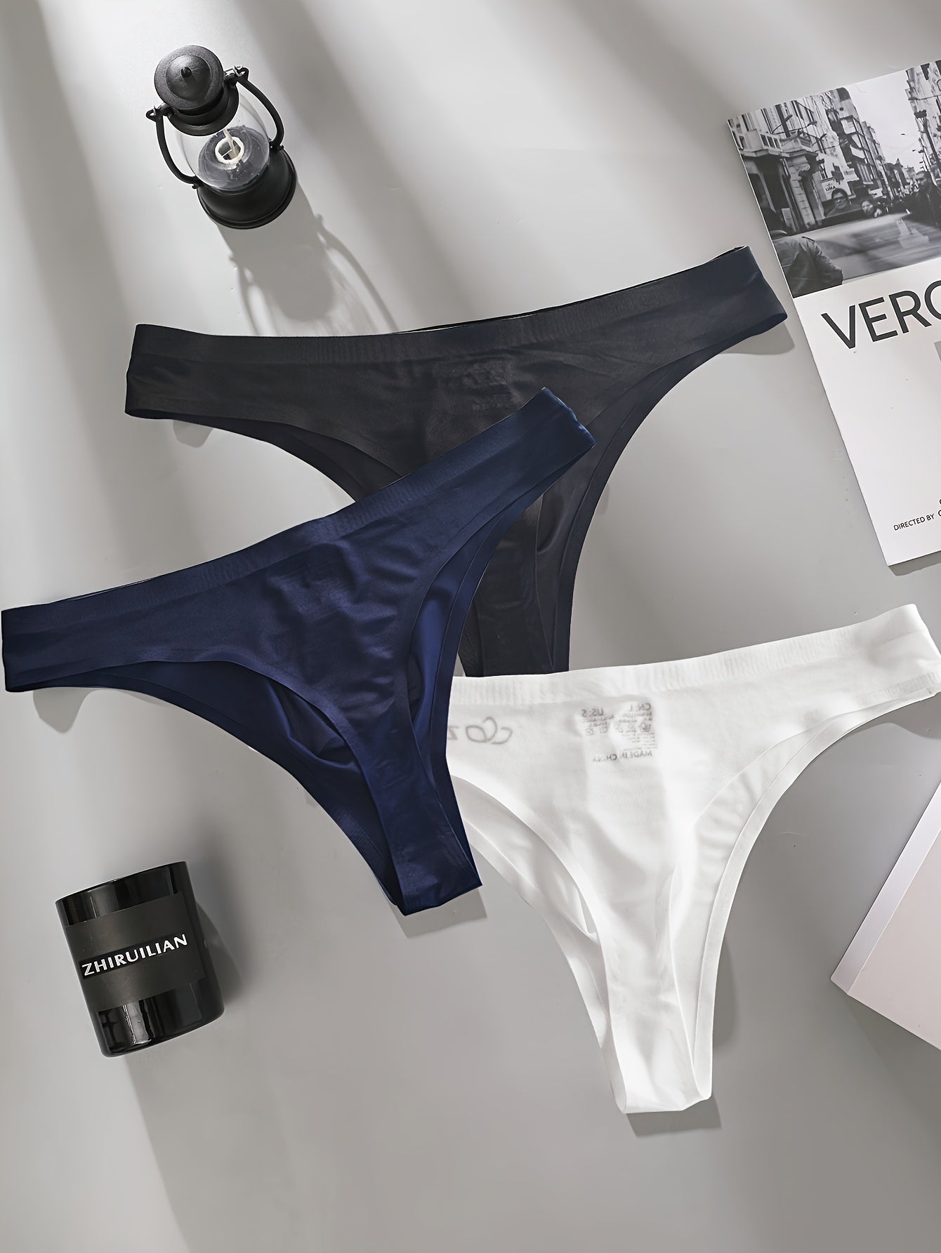 Men's 5-Pack Breathable Nylon Spandex Thong Underwear Medium Stretch Alphabet Pattern