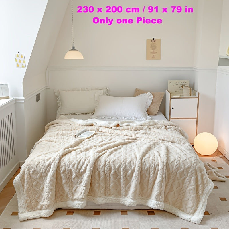 Manta de microfibra de champagne de lujo con patrón de diamantes 3D para uso en todas las estaciones