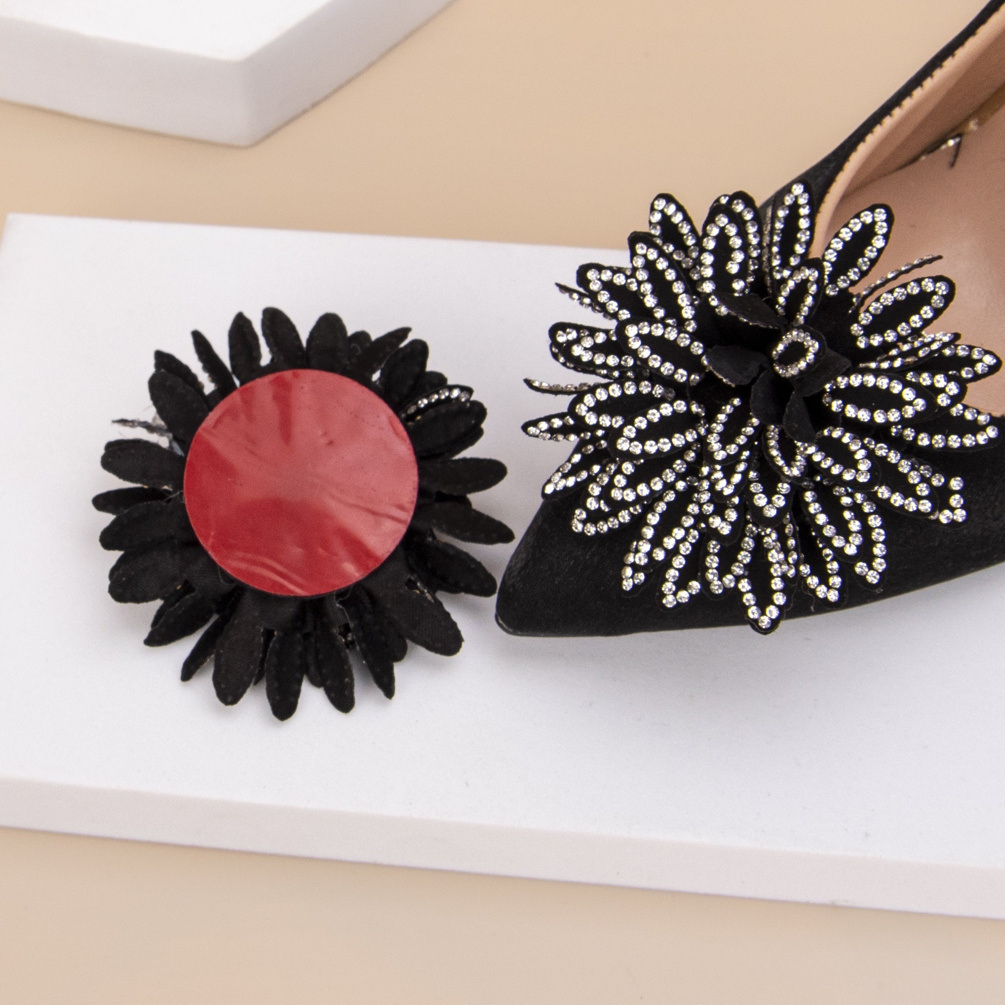 Women's Rhinestone Floral Bow Butterfly Shoe Clips Red 2-Pack Bridal Party