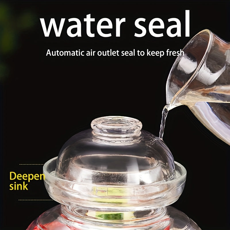 Glass Fermentation Jar with Water Seal Airlock and Cleaning Brush for Pickles Kimchi Sauerkraut and Kombucha