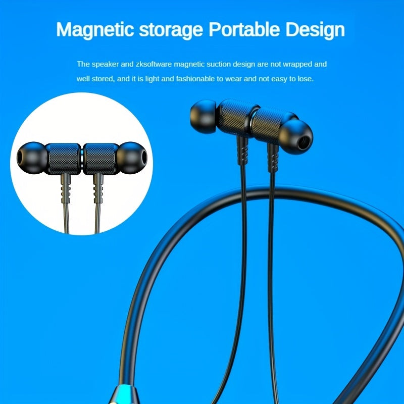 Wireless In-Ear Sports Neck Headphones with Rechargeable Battery and Type-C Charging