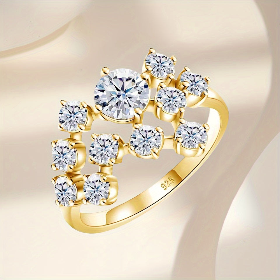 Sterling Silver Moissanite uzuk 1.5 karat vintage qimmatbaho metal bilan qoplangan uniseks zargarlik buyumlari