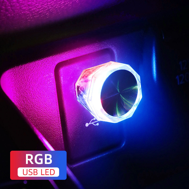 Luz de ambiente LED para coche USB, lámpara de estado de ánimo para interiores, lámpara decorativa portátil, súper brillante