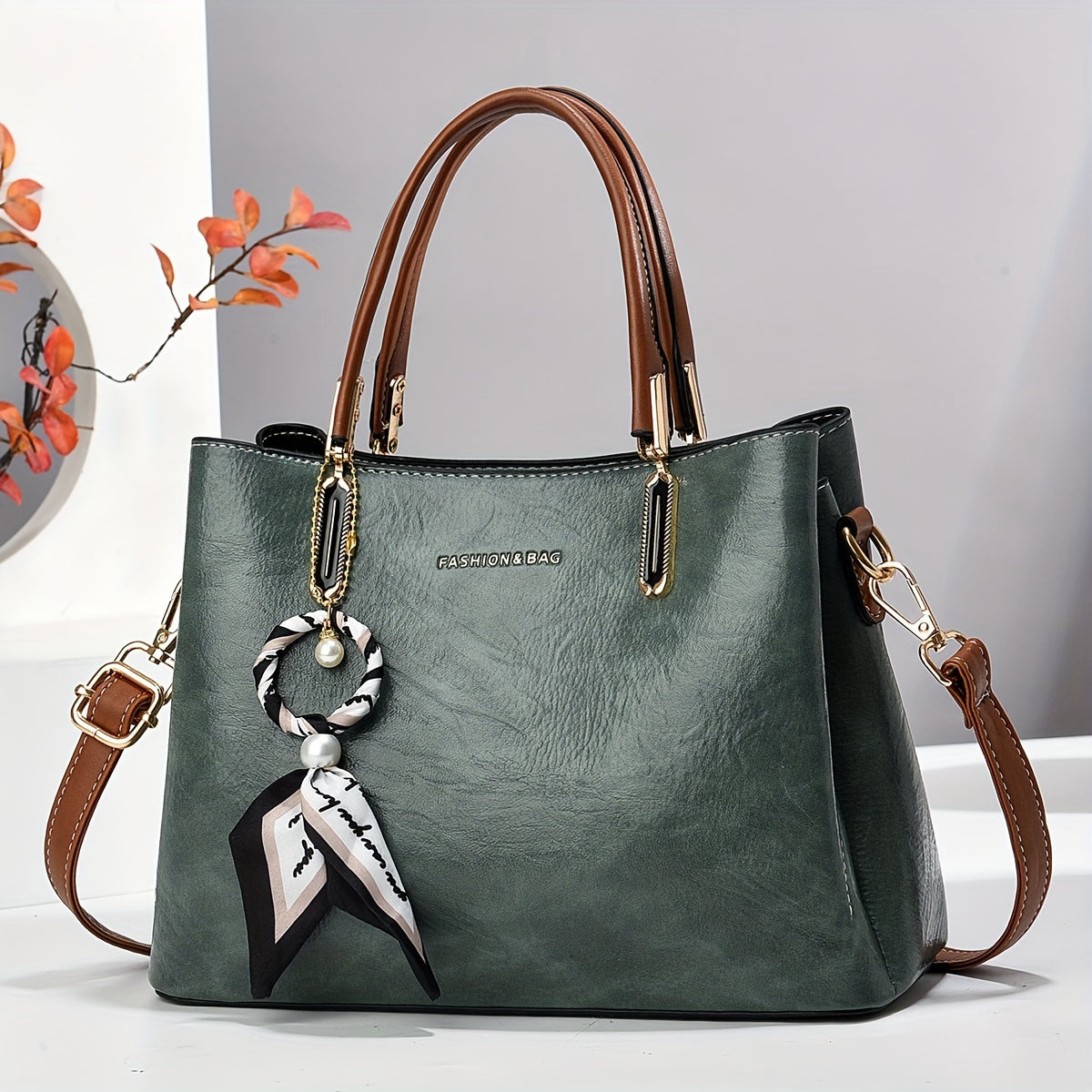 Bolso tote de PU para mujer con correa ajustable para uso casual y de oficina