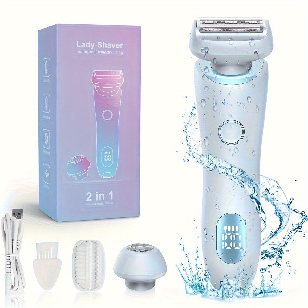 Электробритва 2в1 для женщин, аккумуляторная, беспроводная, влажная и сухая, с отсоединяемой головкой, подарок