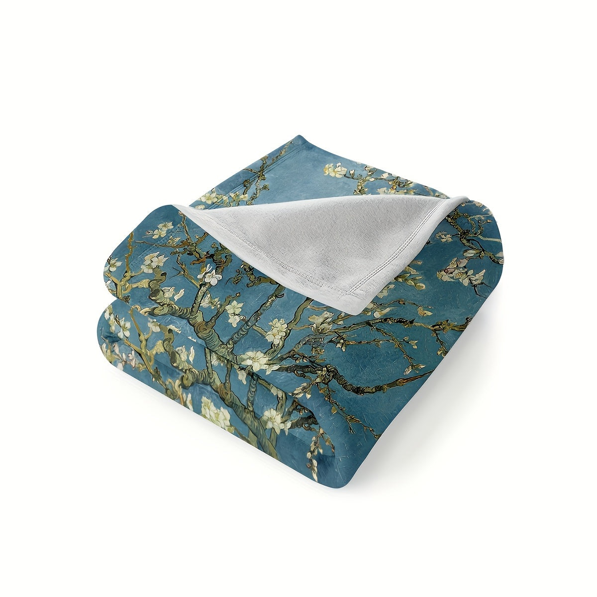 Almond Blossom Pattern Flannel Blanket Soft Warm All Seasons for Couch Bed Travel