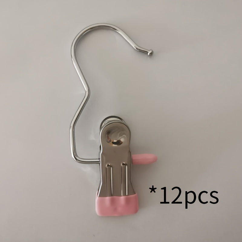 Stainless Steel Laundry Clips with Hooks for Socks and Clothes Organization