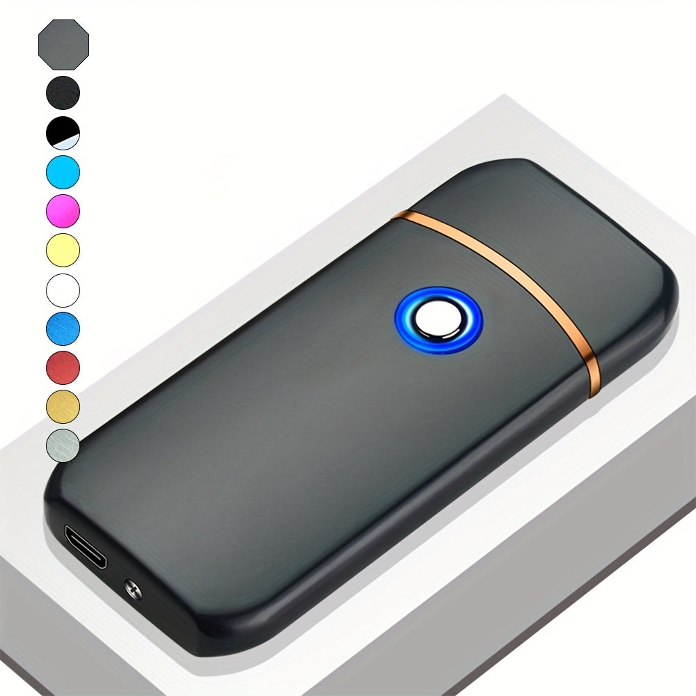 Unisex Metal Rechargeable Windproof Electric Lighter with Touch Switch