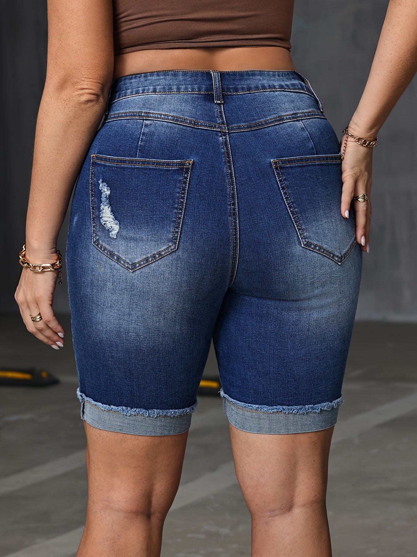 Girls Denim Shorts With Whisker Cut Style Blue Size 10