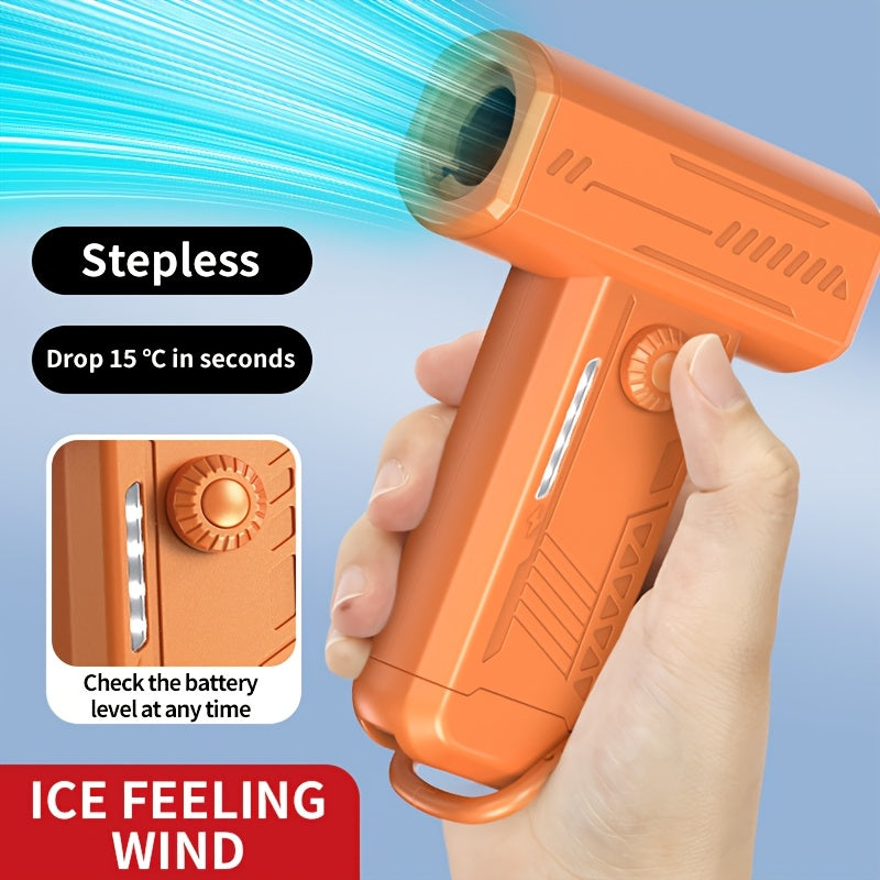 Mini Portable Turbo Fan with LED Light Dual Nozzles High-Speed Dust Removal for Home Office Car Camping